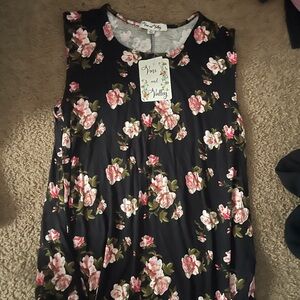 Vine and Valley Black Floral Sleeveless Blouse